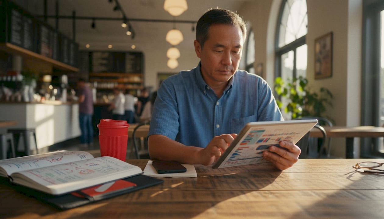 Asian-Australian man working on CRO analytics data