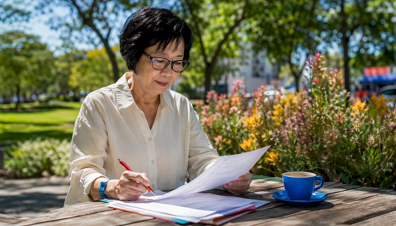 Business owner reviewing platform options outdoors