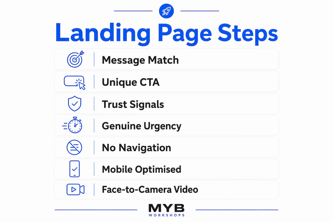 Infographic showing landing page conversion steps