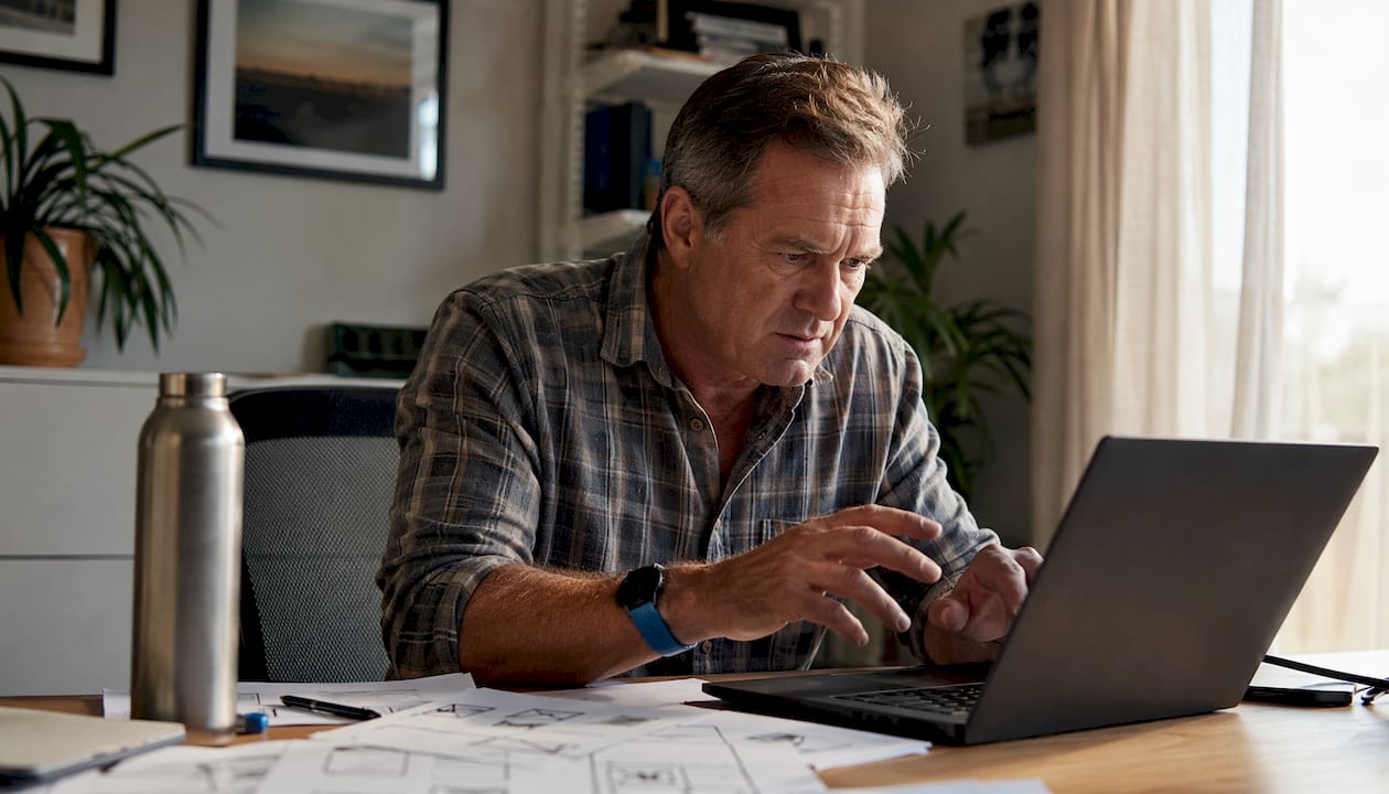 Man frustrated with slow website in office