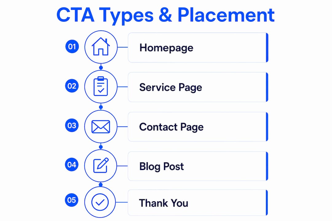 Infographic showing types and placement of CTAs