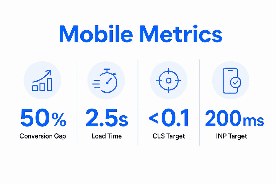 Infographic with key mobile website performance metrics