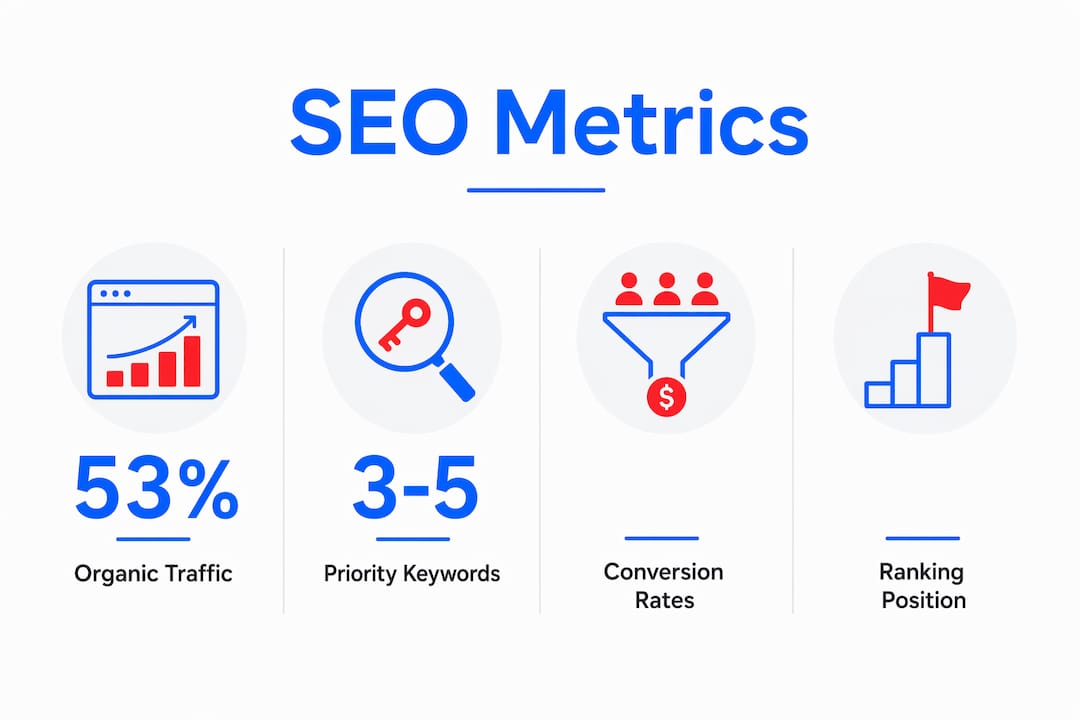 Infographic highlighting key SEO metrics for business