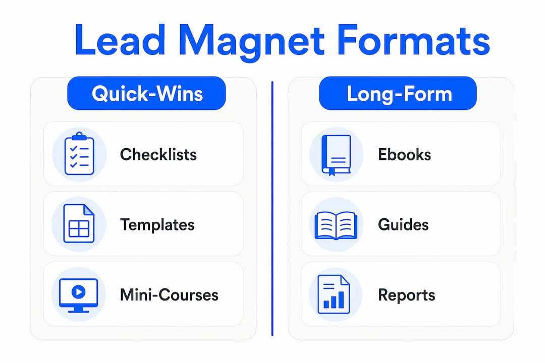 Infographic comparing lead magnet formats