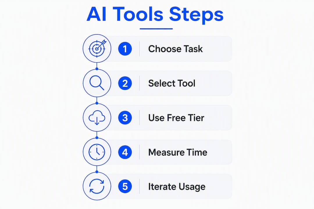 Infographic showing steps to use AI content tools
