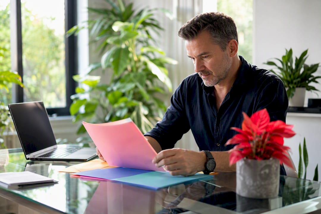 Hands sorting prospect files on desk