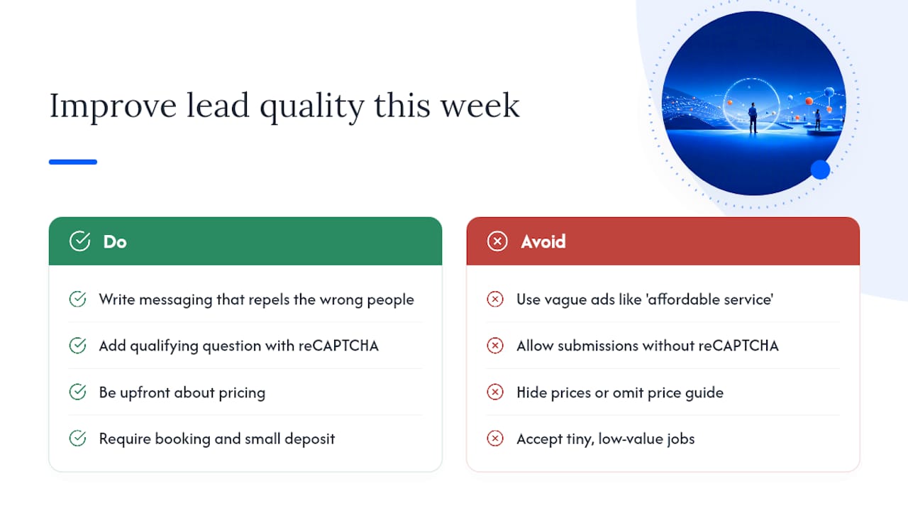 What practical steps improve lead quality this week? — overview diagram