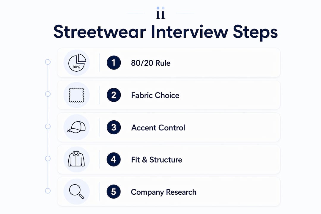 Infographic outlining streetwear interview style steps