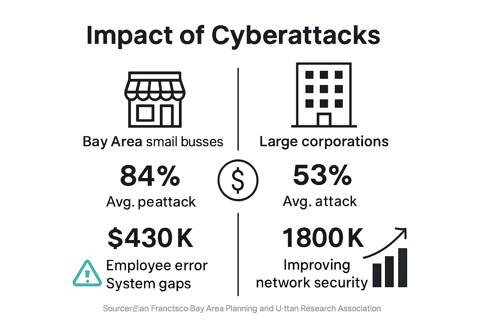 Infographic comparing Bay Area business network attack data