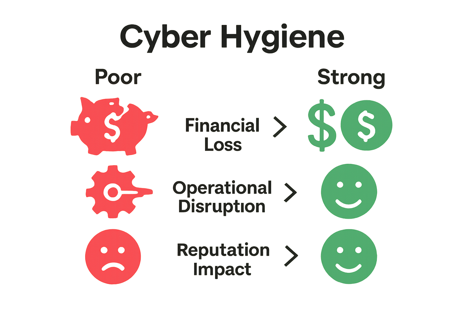 Infographic comparing risks of poor versus strong cyber hygiene