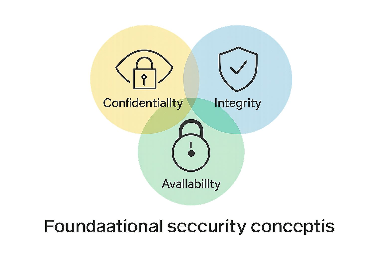 Venn diagram showing confidentiality, integrity, and availability in data protection