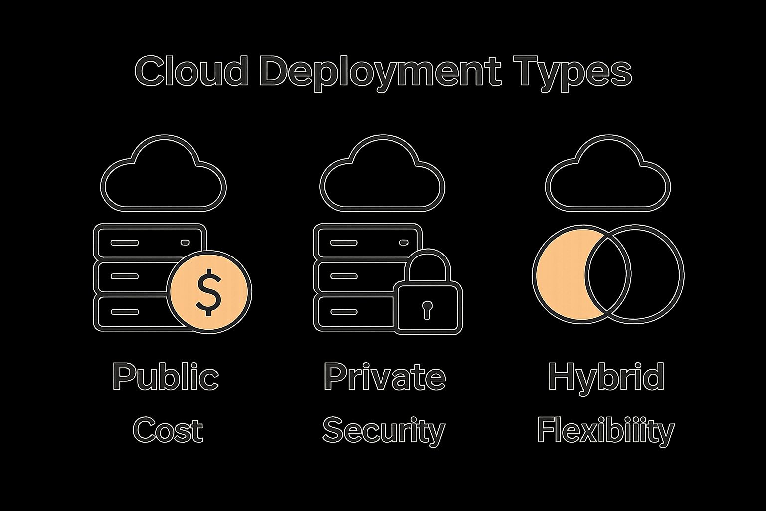 Infographic comparing public, private, and hybrid cloud models in healthcare