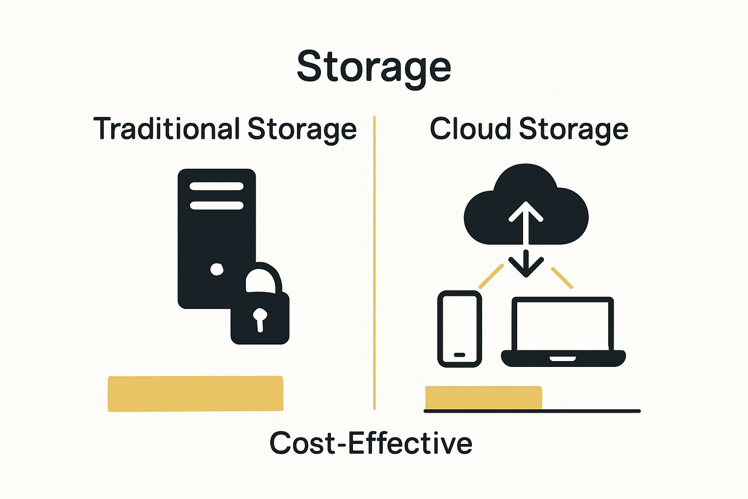Traditional vs. cloud storage for education compared visually.