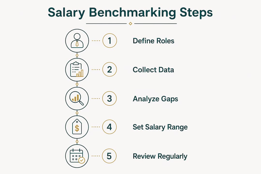Infographic illustrating salary benchmarking steps