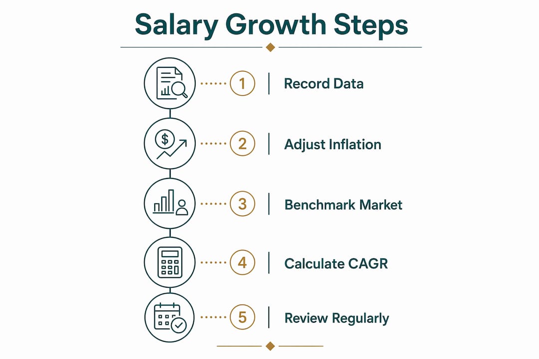 Infographic showing steps to track salary growth