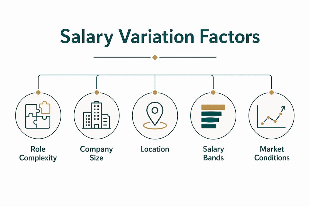 Infographic illustrating key salary variation factors