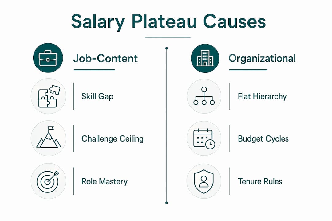 Infographic illustrating causes of salary plateaus