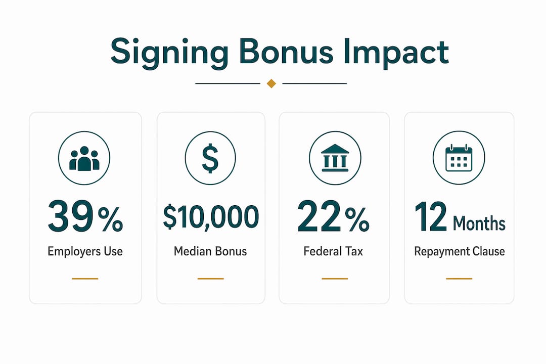 Infographic showing key signing bonus statistics and facts