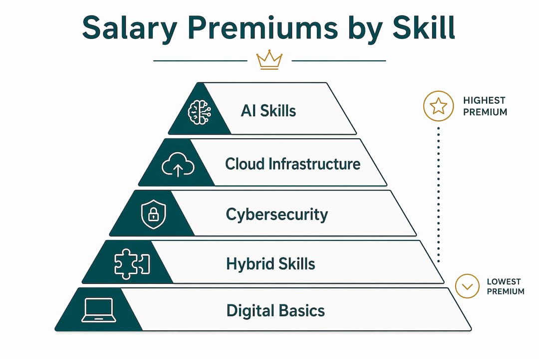 Infographic showing ranked salary premiums by skill type