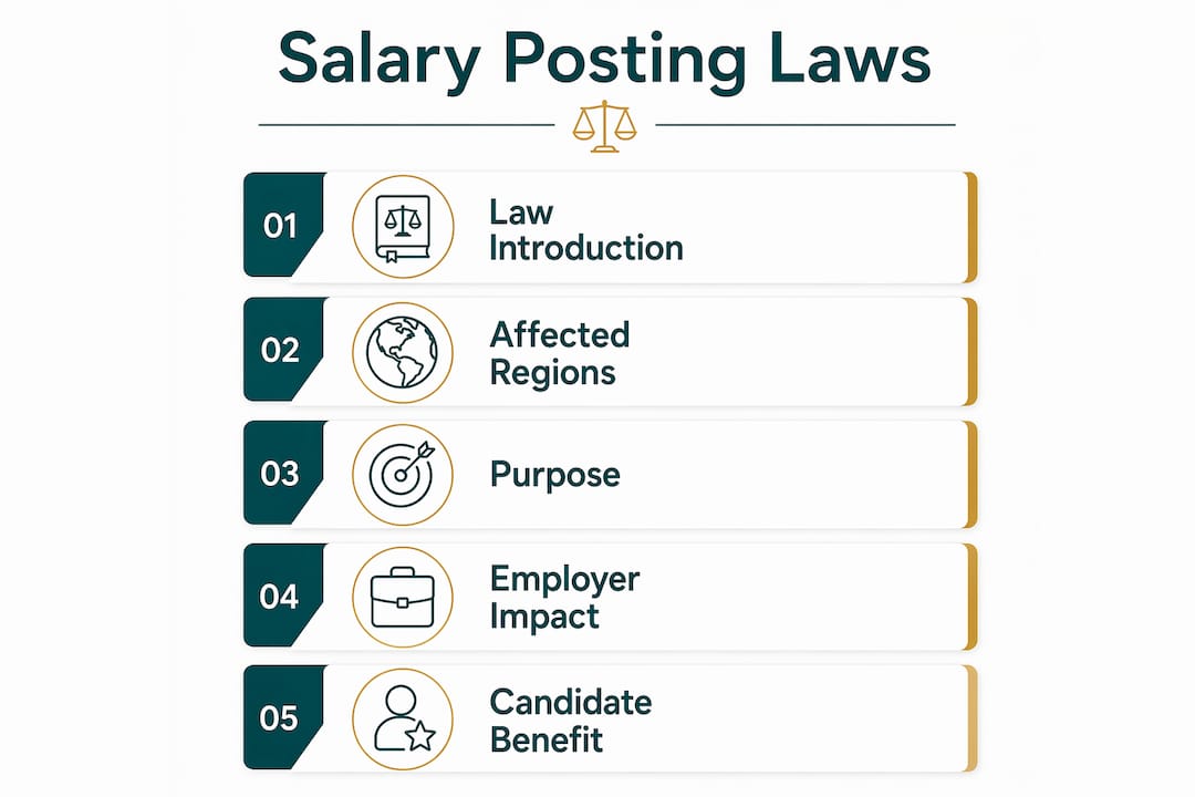 Infographic outlining pay transparency law stages and impacts