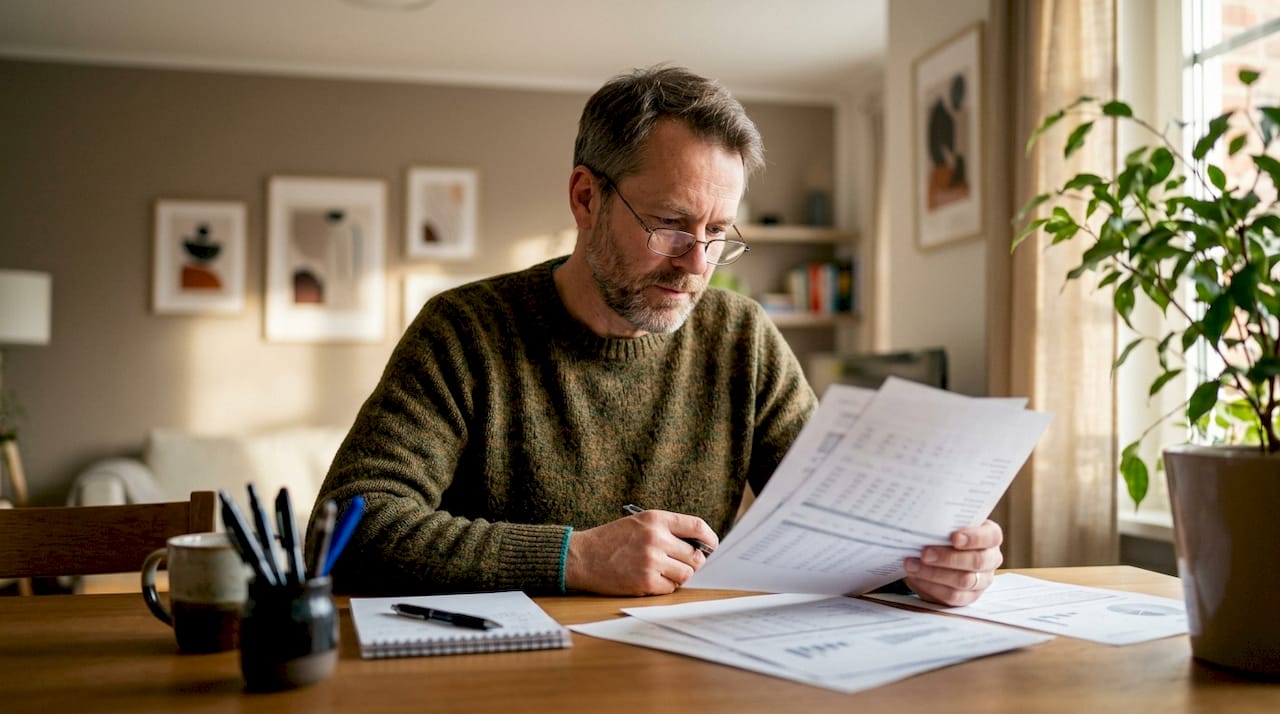Job candidate reviewing salary bands on paper