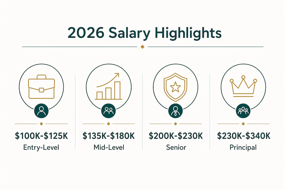 Infographic showing 2026 data architect salary ranges