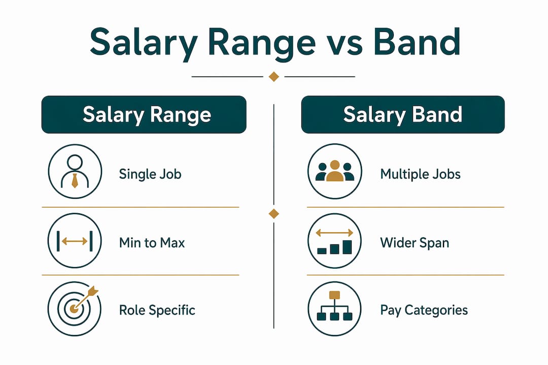 Infographic comparing salary range versus salary band