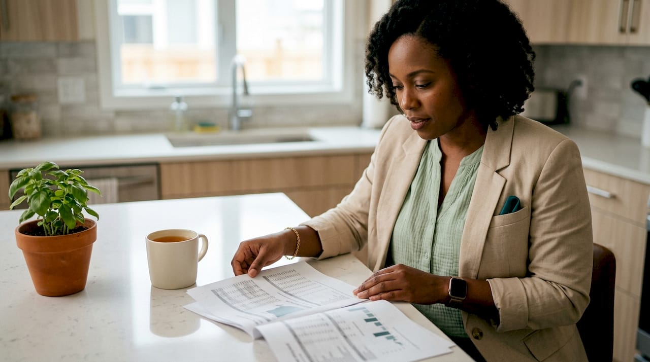 Engineer reviewing salary report at conference table