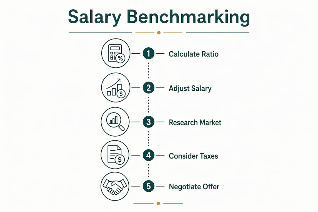 Infographic outlining salary benchmarking steps