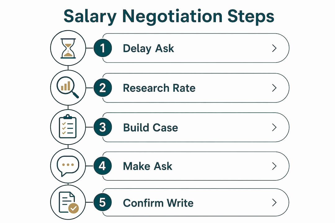 Infographic showing key salary negotiation steps