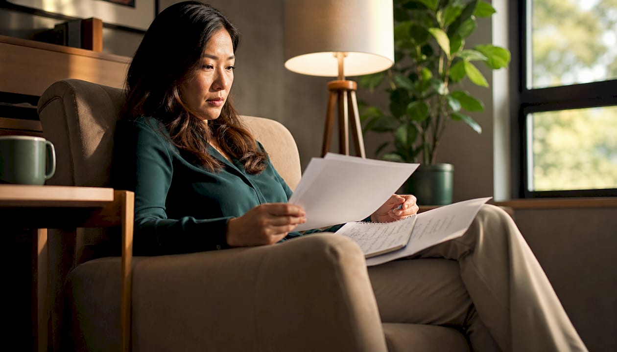 Professional woman reviewing salary counter offer