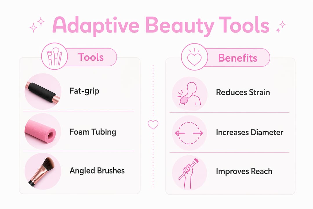 Infographic comparing adaptive beauty tools and benefits