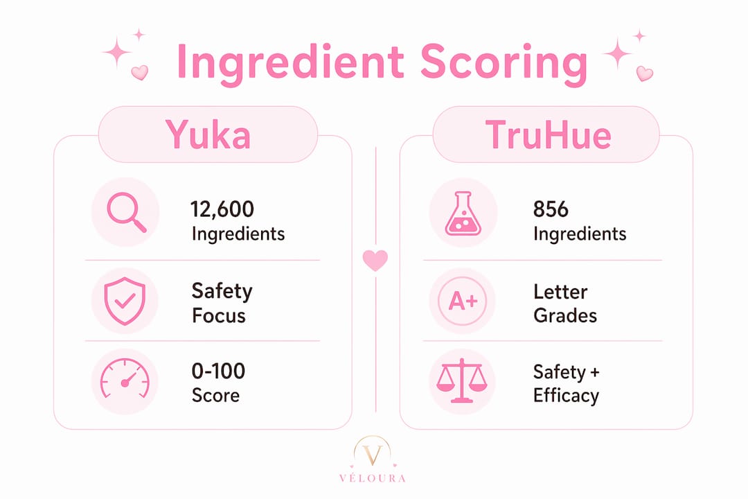 Infographic comparing Yuka and TruHue ingredient scoring