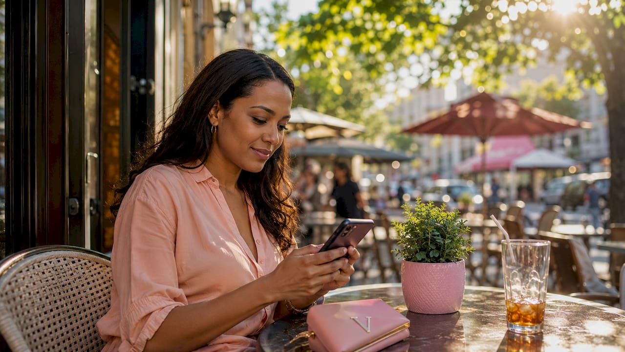 Traveler booking beauty pro on smartphone