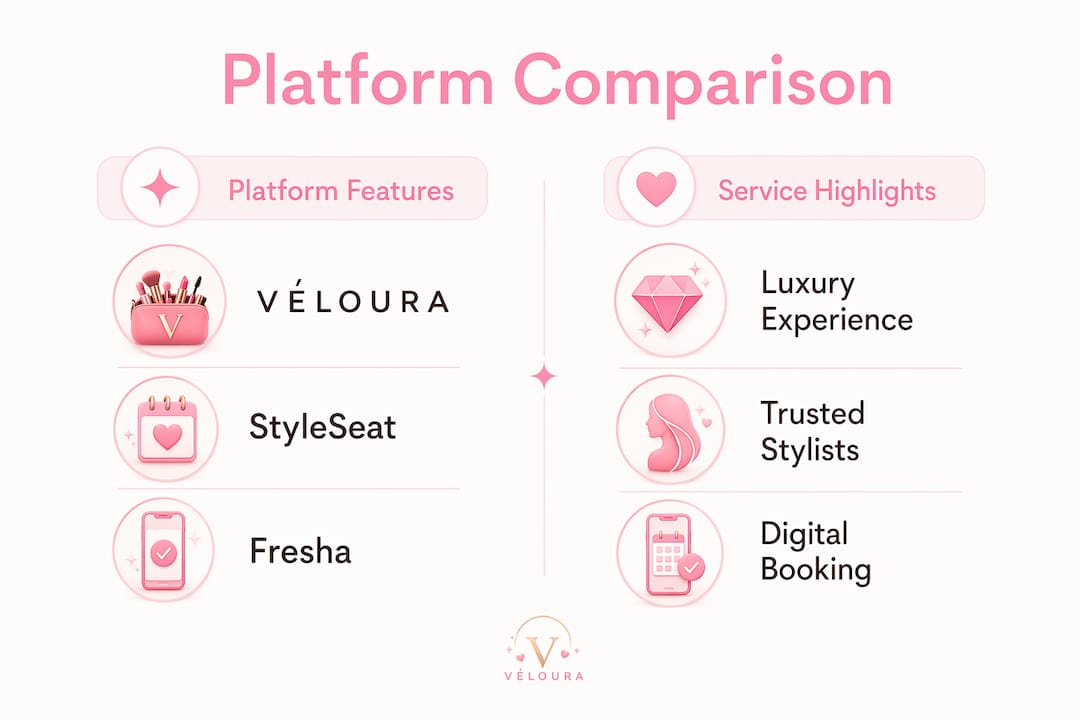 Infographic comparing mobile beauty platforms and features