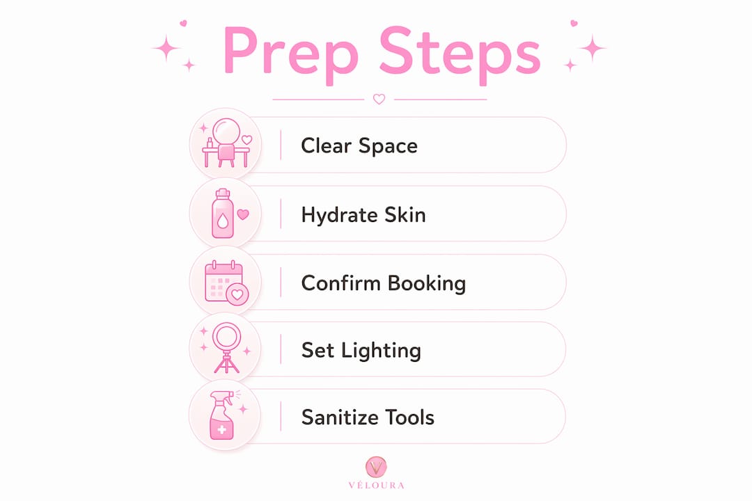 Infographic showing hotel beauty prep steps