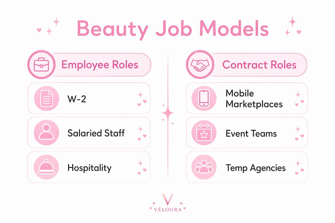 Infographic comparing beauty professional job models