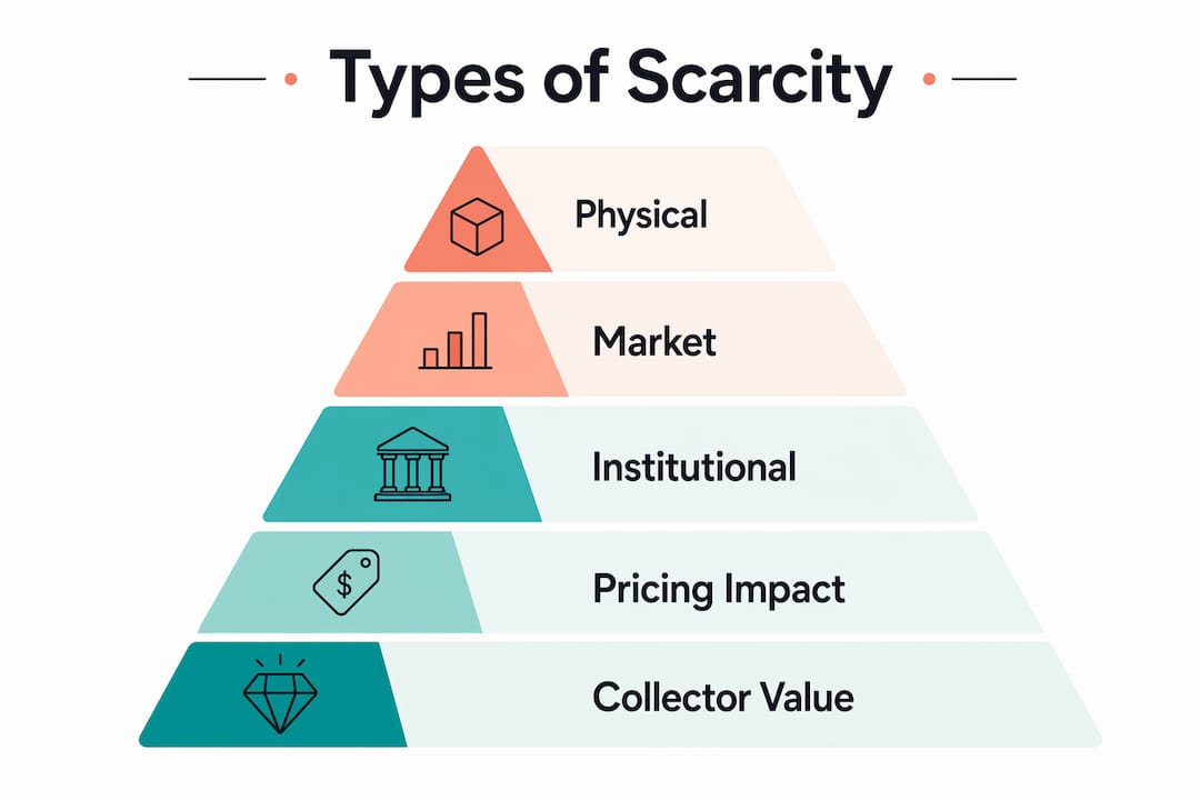 Infographic illustrating types of scarcity in artwork pricing