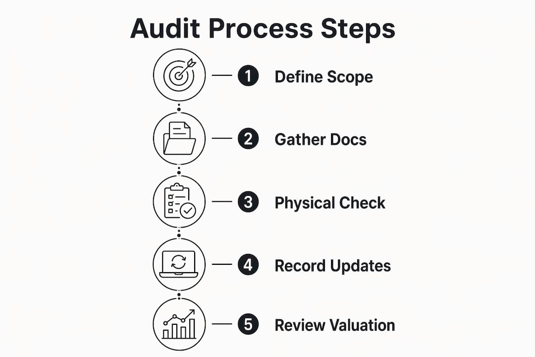 Infographic showing art inventory audit process steps