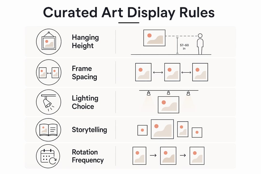 Infographic showing key curated art display rules