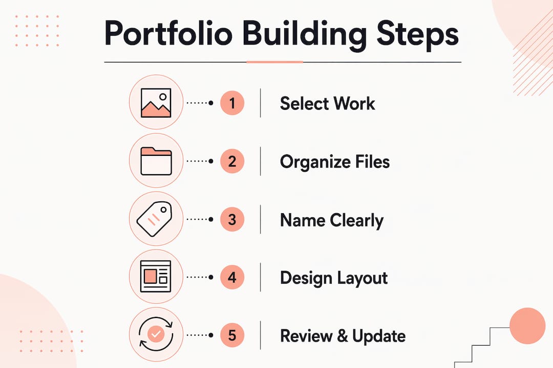 Infographic showing art portfolio creation steps