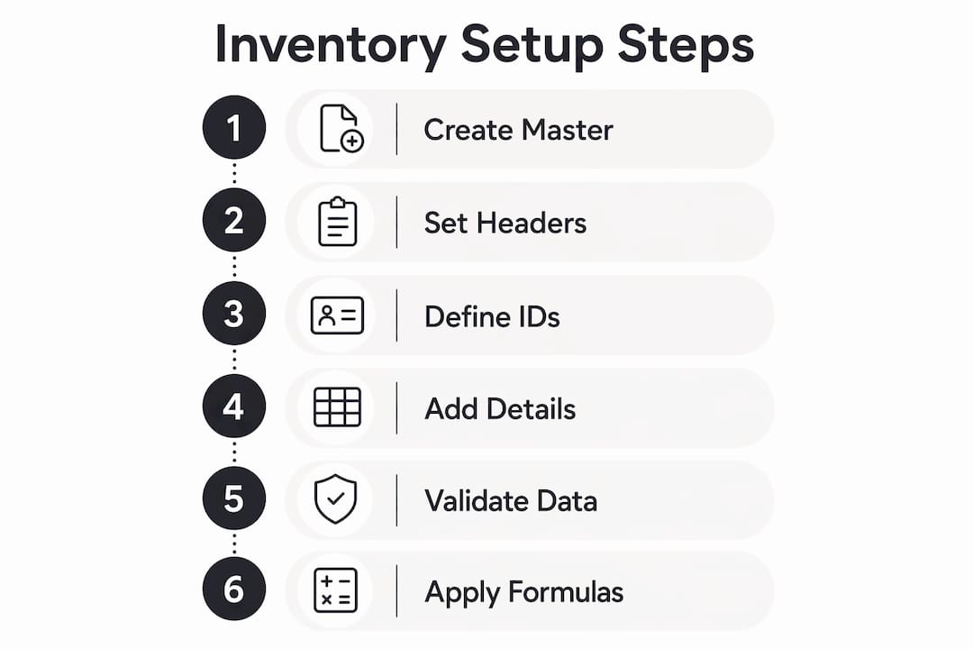Infographic illustrating art inventory system setup steps