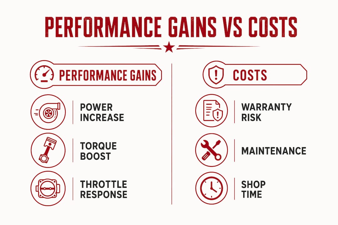 Infographic comparing performance gains and costs