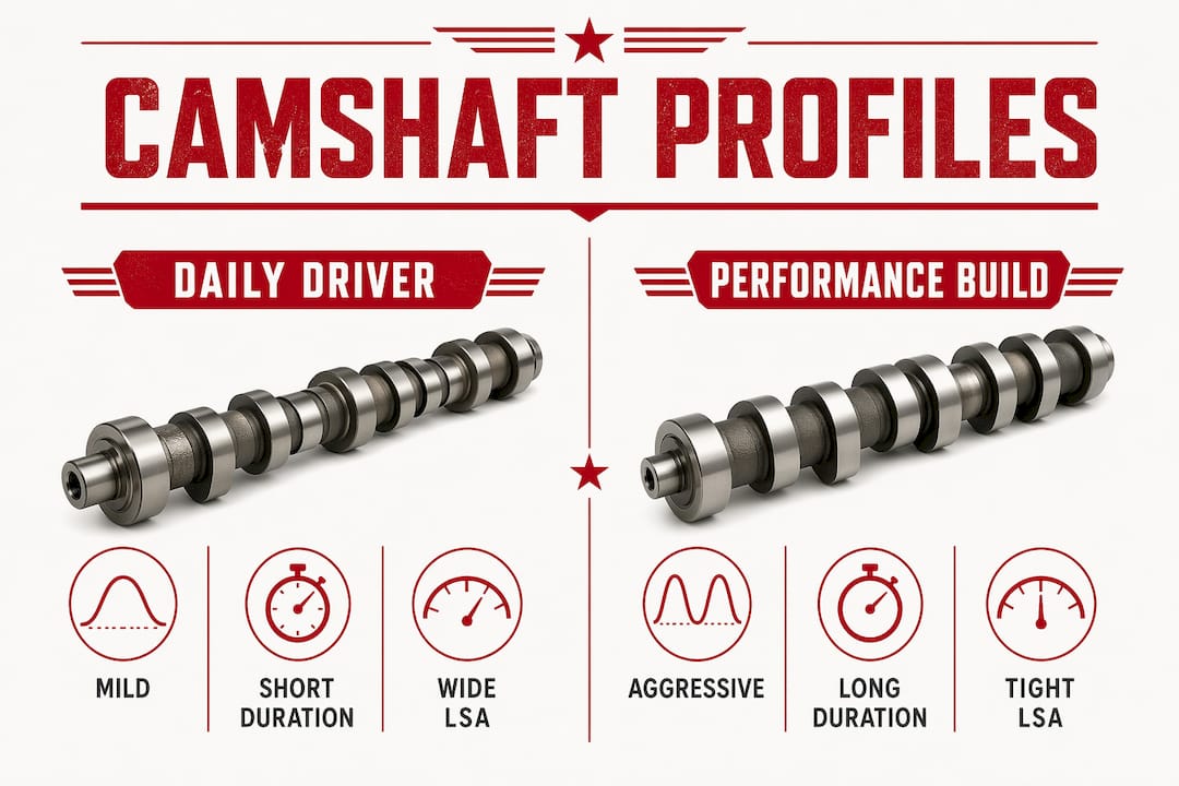 Infographic comparing camshaft profiles for build types