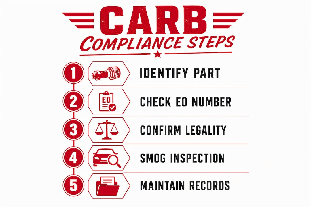 Infographic illustrating step-by-step CARB compliance process