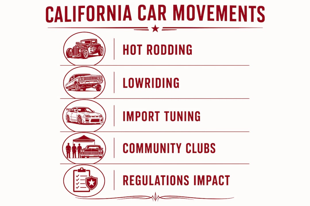 Infographic showing key California car movements