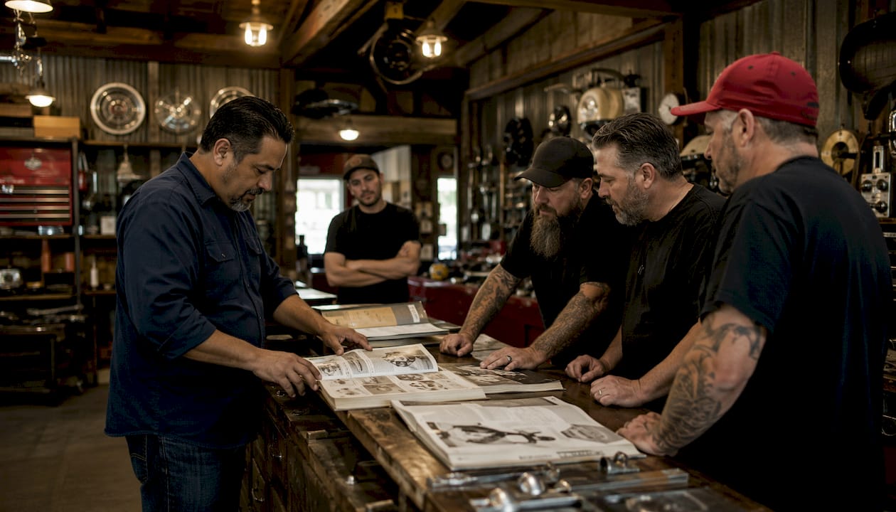 Veteran owner organizing auto parts in store
