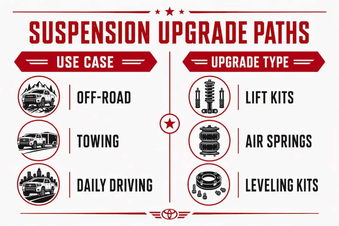 Infographic comparing suspension upgrade paths