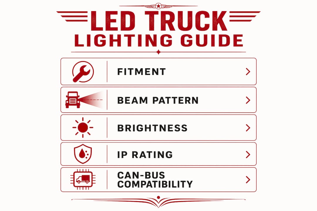 Infographic showing LED truck lighting buying steps