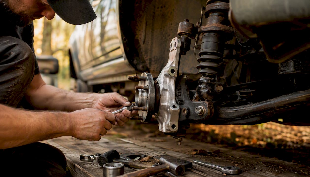 Installing drop spindle on 4WD truck